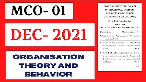MCO-1||Organisational Theory and Behaviour ||DECEMBER-2021||QUESTION PAPER||MCOM||