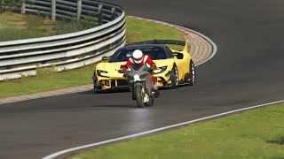 Kawasaki Ninja H2R 2015 vs Ferrari SF90 Speciale R 2024 at Nordschleife