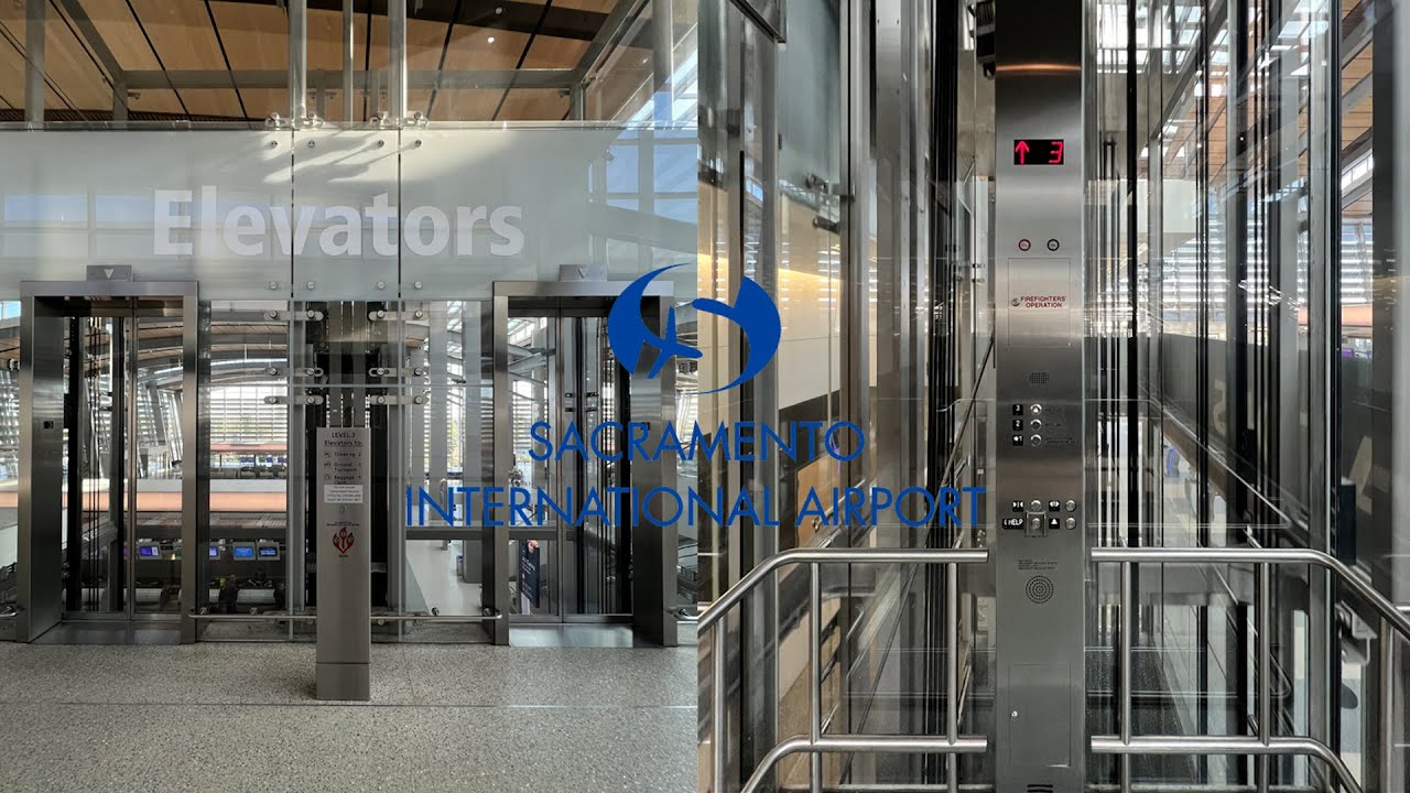 COOL Custom KONE Traction Scenic Elevators [Bank 1] Terminal B, SMF Airport - Sacramento, CA