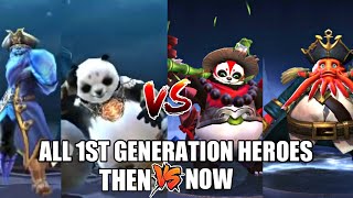 MOBILE LEGENDS ALL 1ST GENERATION HEROES THEN VS NOW | MOBILE LEGENDS NEW VS OLD HEROES