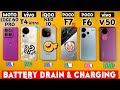 POCO F7 vs iQOO Neo 10 vs Moto Edge 60 Pro vs vivo T4 Ultra vs V50 - Battery Drain &amp; Charging Test
