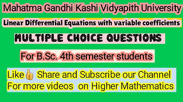 MCQ on Ordinary Differential Equations |MCQs based on ODE|Objective Type Questions on #ODE #MCQPDE