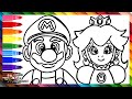 Drawing and coloring super mario and princess peach  drawings for kids