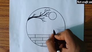 Scenery Drawing Ideas - Beautiful Circle Drawing Sceneries ❤️ @Artcraft2m