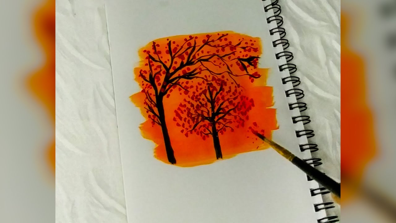 Beautiful Autumn Tree Painting | Easy Watercolor & Ink Art 
