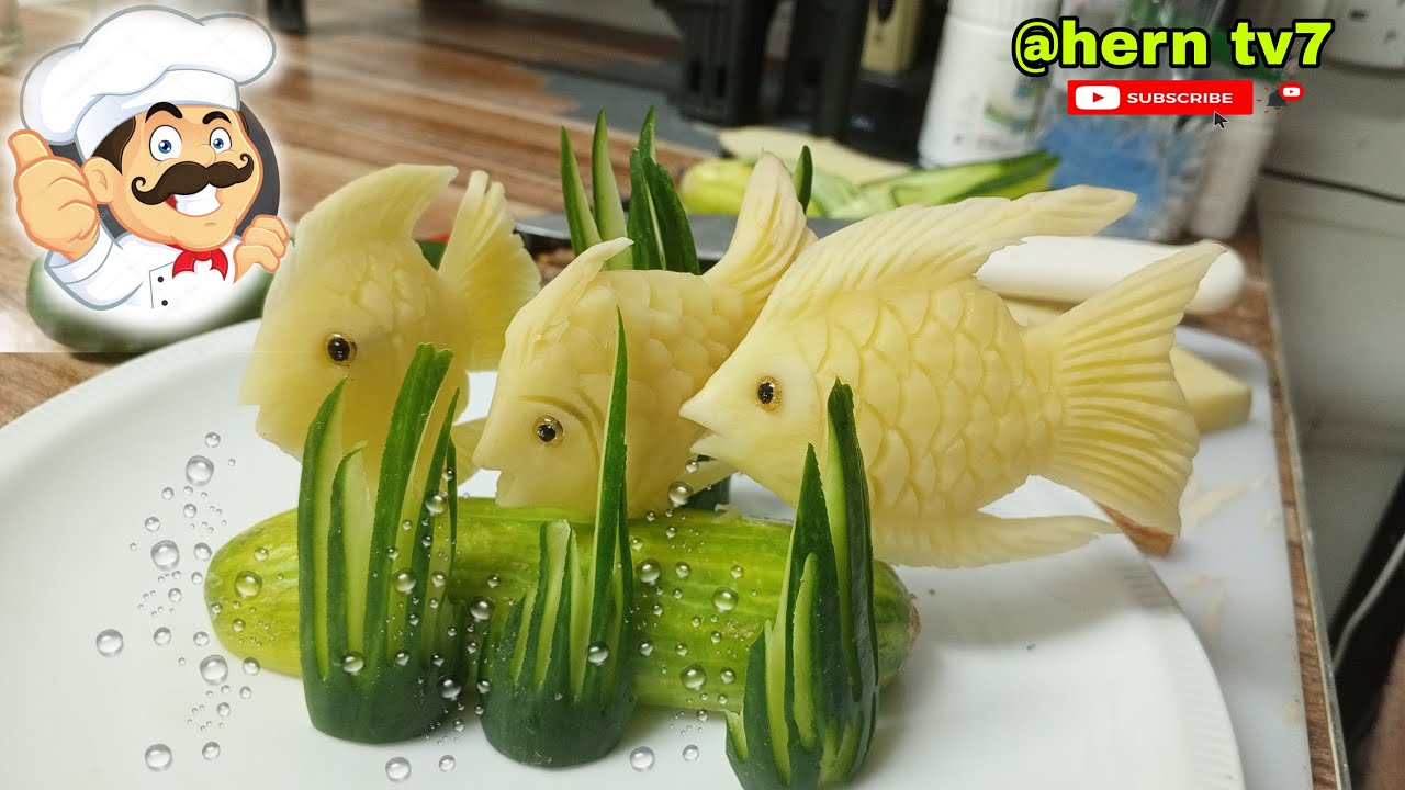 Sea fish 🐠 potato carving vegetables