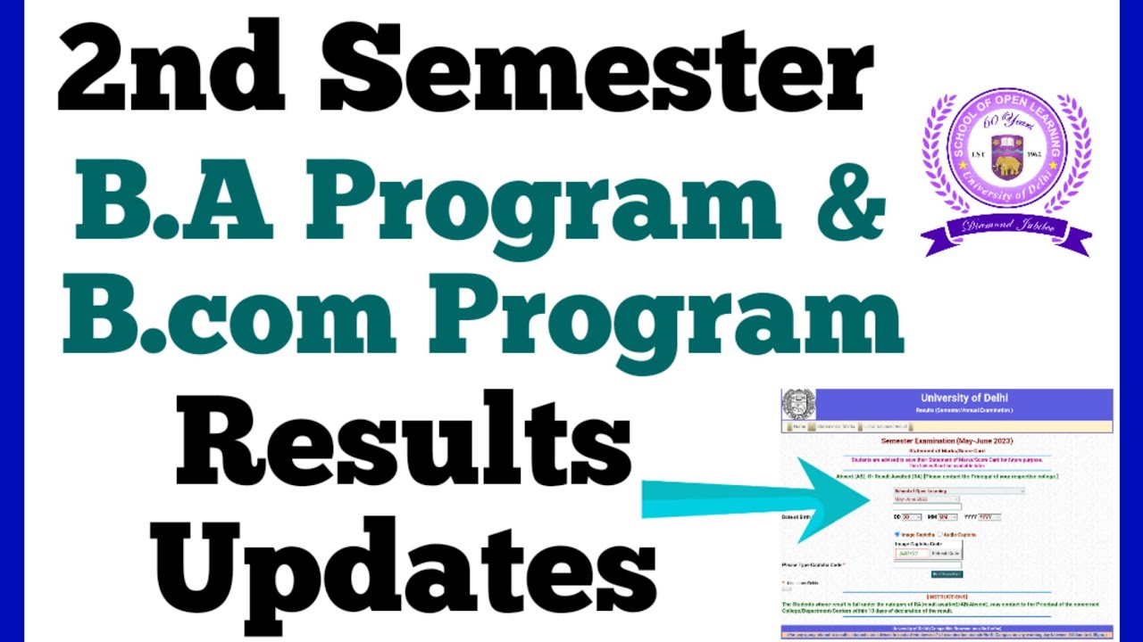 DU SOL 2nd Semester BA Program and B.com Program Results Updates 2023