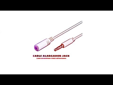 Video de Cable alargador Jack 3.5 mm con microfono 4 pines 5 M Blanco