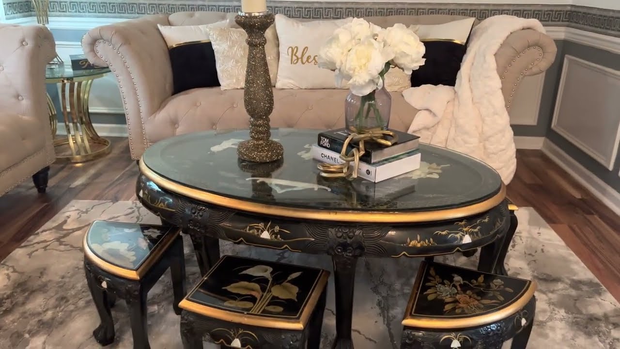 Oval Asian Inspired Coffee/Chow Table 