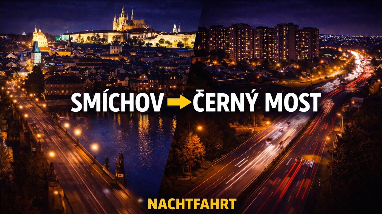 🚗 Smíchov → Černý Most | Ruhige Nachtfahrt mit dem Auto | 4K | Ohne Kommentar