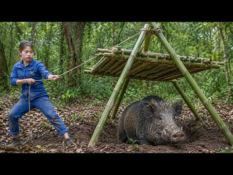 Tracking Wild Boars &  Digging a Pit Trap Deep in the Forest | survival alone