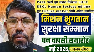 PACL पर्ल्स ग्रुप, सहारा निवेशक, LUCC, KBCL, साईं प्रसाद ग्रुप, Future maker, Human Society Chitfund