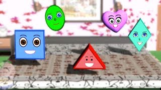 5 Little Shapes Jumping On The Bed | Colors & Shapes Educational Nursery Rhymes ~ Noodle Kidz