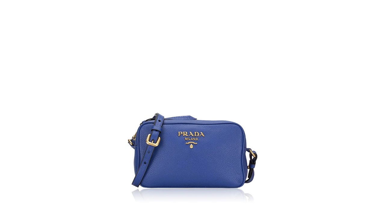 Prada 1BH103 Vitello Phenix Camera Bag Royal Blue 