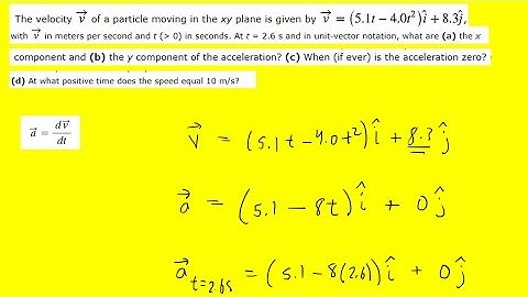 The velocity v of a particle moving in the xy plane is given by
