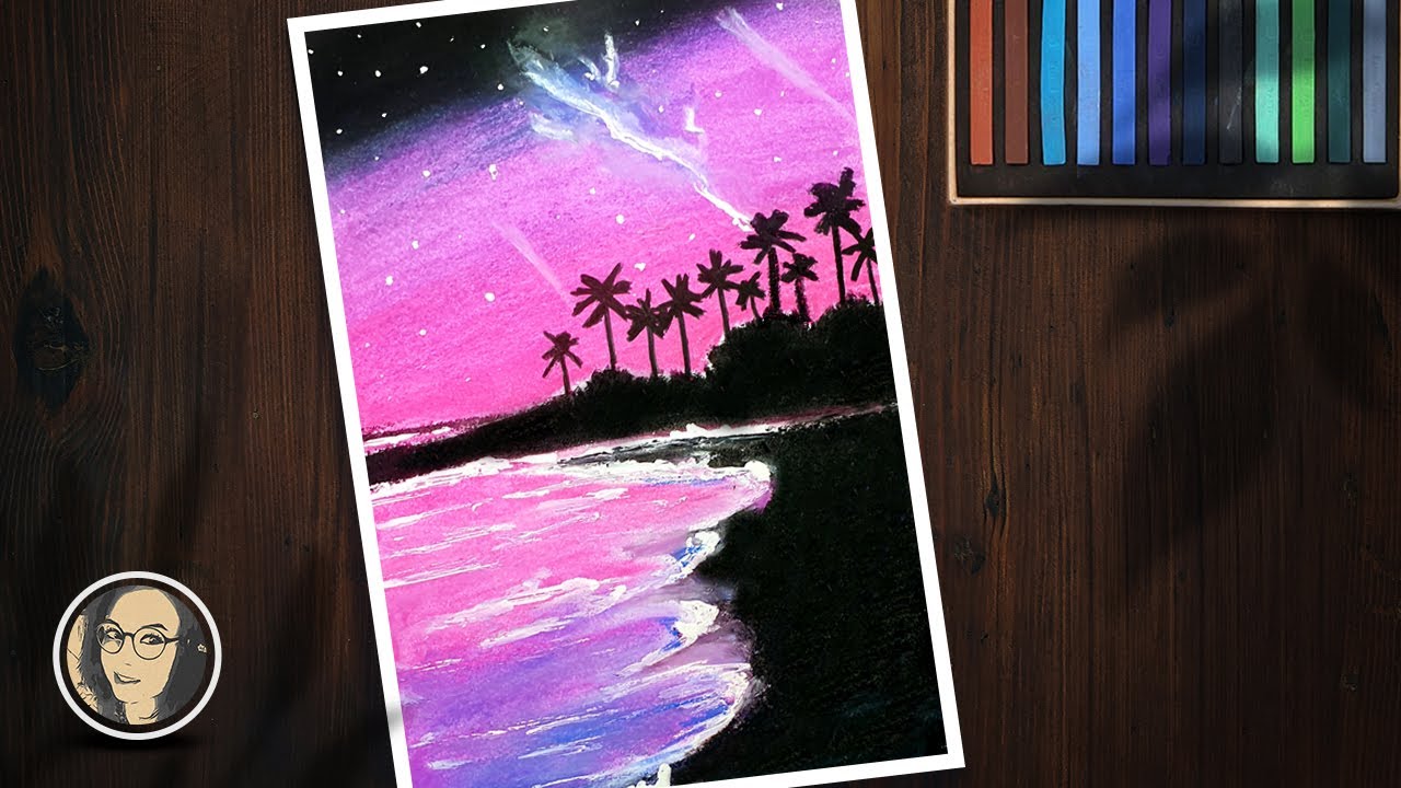 Night beach painting for beginners - YouTube Night beach painting for beginners - YouTube