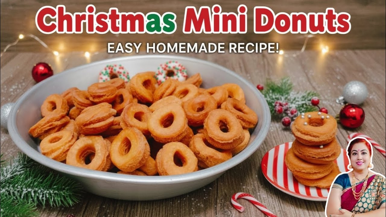 Mini Donuts for Christmas | Easy Christmas Donuts Recipe | Christmas Dessert