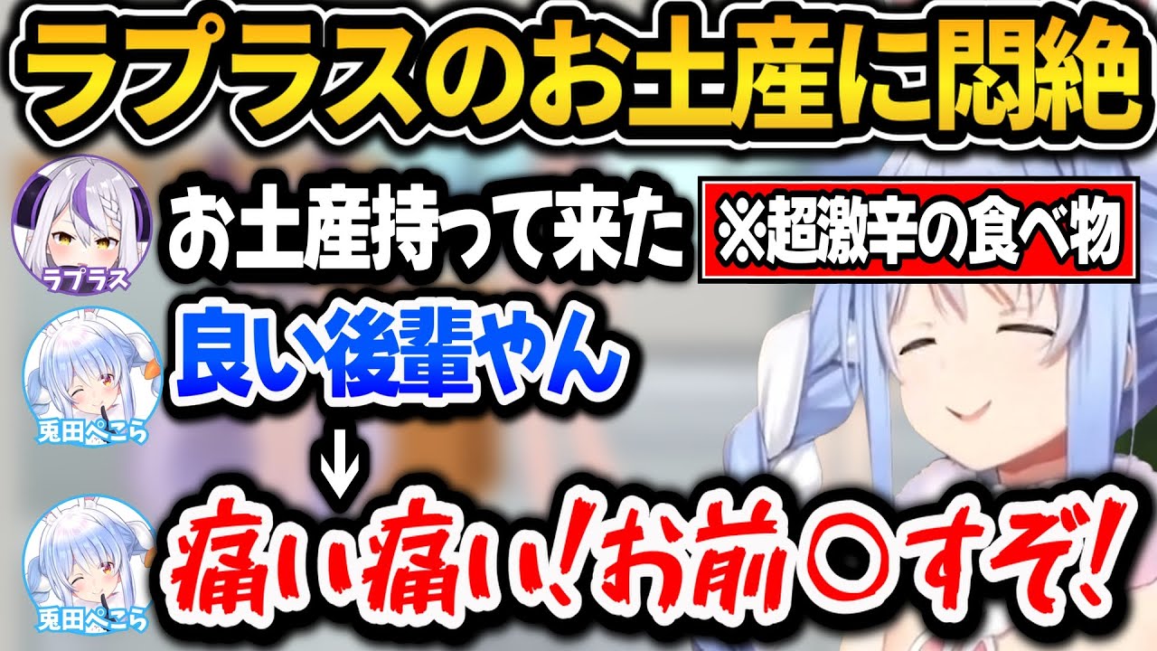 ラプラスからお土産を食べた結果、辛すぎて悶絶するぺこノエｗ【ホロライブ切り抜き/兎田ぺこら】