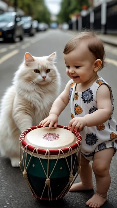 dholak beat 🥁#funnyshorts #babyshorts #cat#viralvideo #trendingshorts #shorts