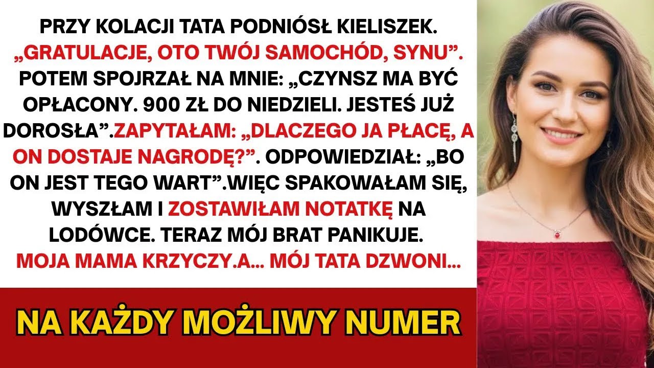 Mój brat dostał auto za dyplom. Dostałam rachunek za najem. Odeszłam bez słów, ale zostawiłam list..