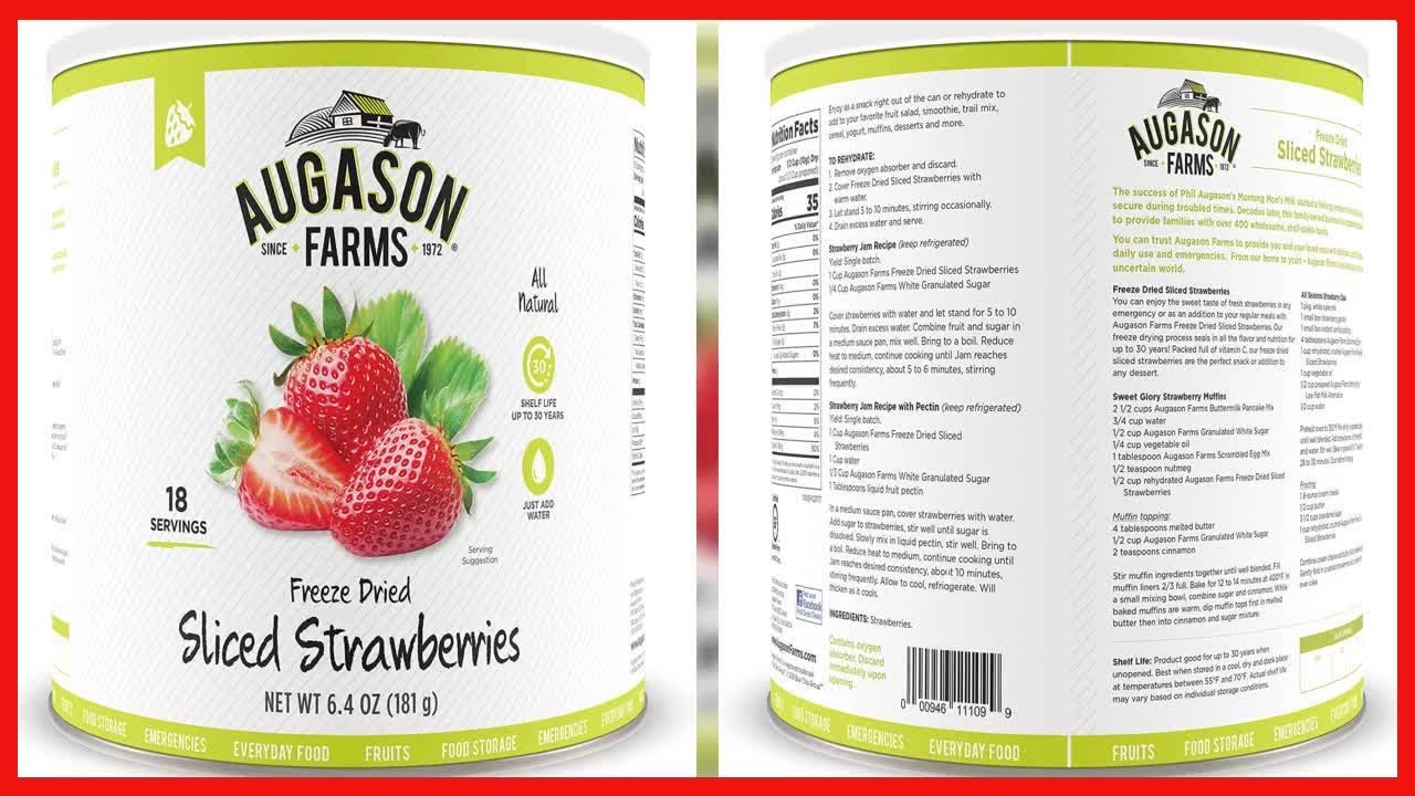Augason Farms Freeze Dried Sliced Strawberries 6.4 oz 10 Can YouTube