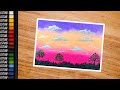 Easy Oil Pastel Nature Scenery Landscape Painting Tutorial for beginners | Oil Pastel Drawing | 🥰❤️🖌