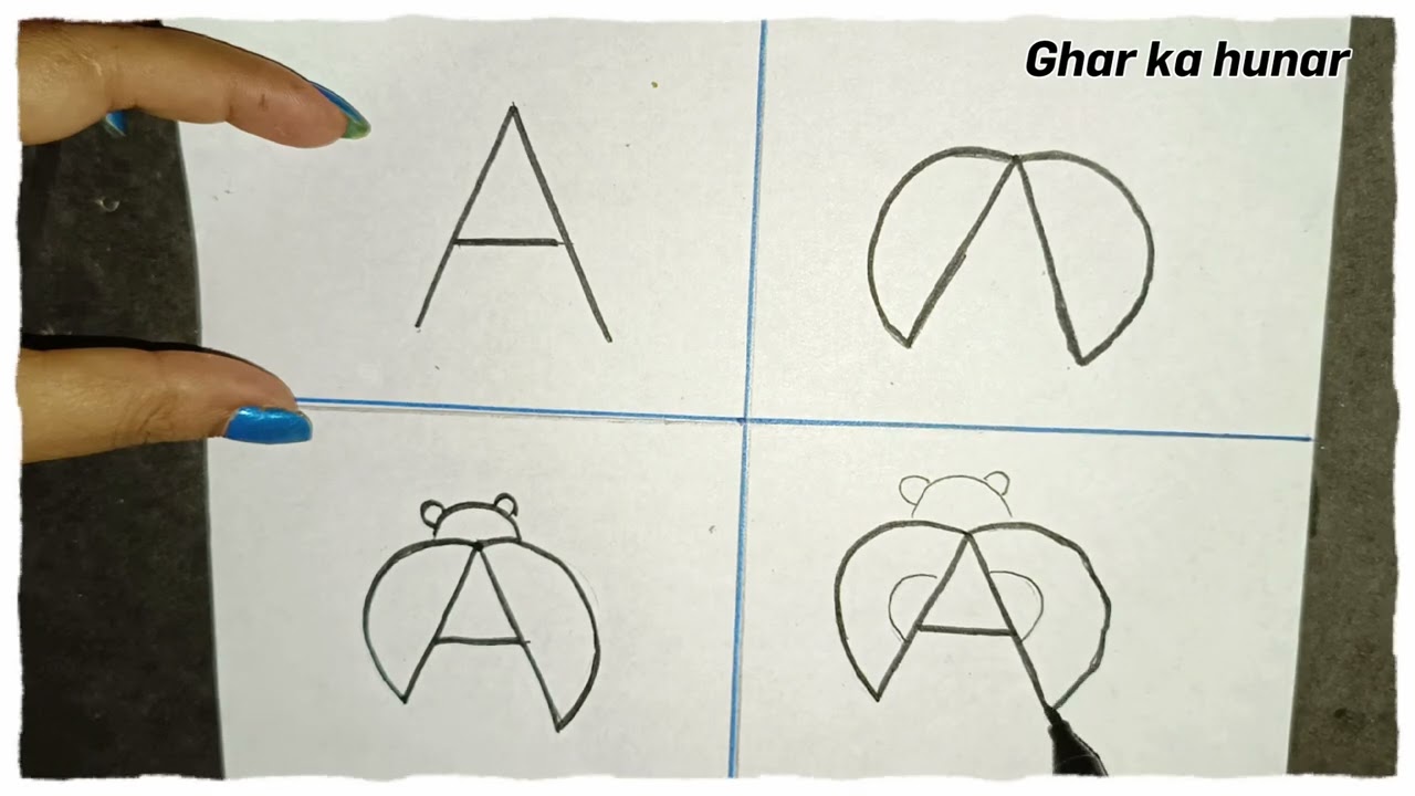 A to Insect Drawing | Easy Alphabet Art | A se Banaye Pyara Insect | Drawing for Beginners