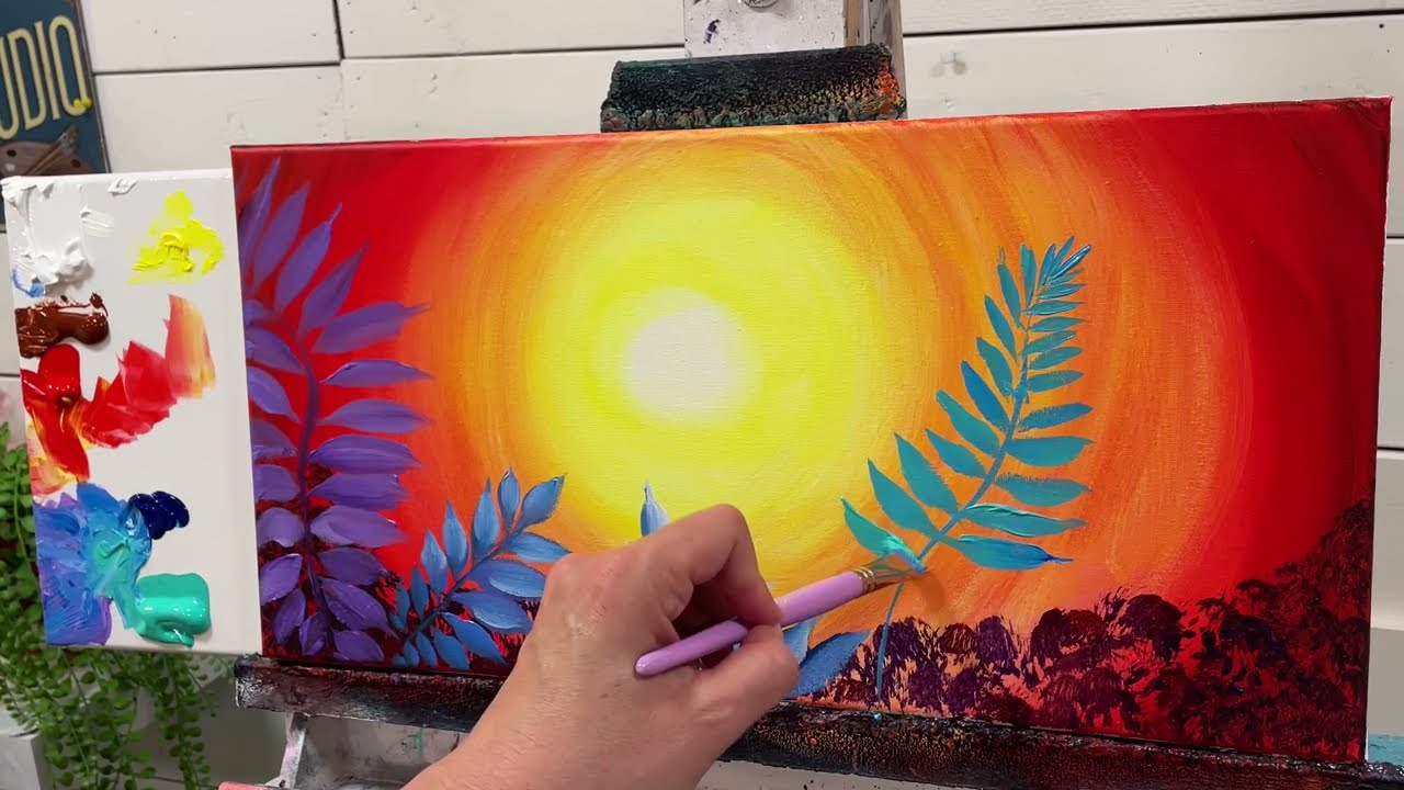GLOWING FERNS | Acrylic Painting Tutorial