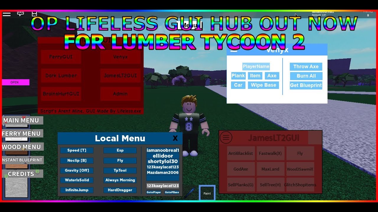 Op Lifeless Gui Hub Out Now For Lumber Tycoon 2 With Cracked Venyx
