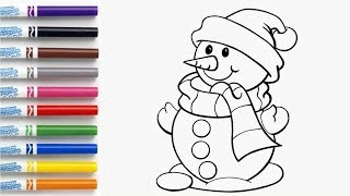 How to Draw a Snowman - Coloring Book Page #ColoringSnowman