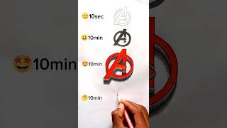 How To Draw  Avengers Logo in 3D 😯 #shorts #art #drawing