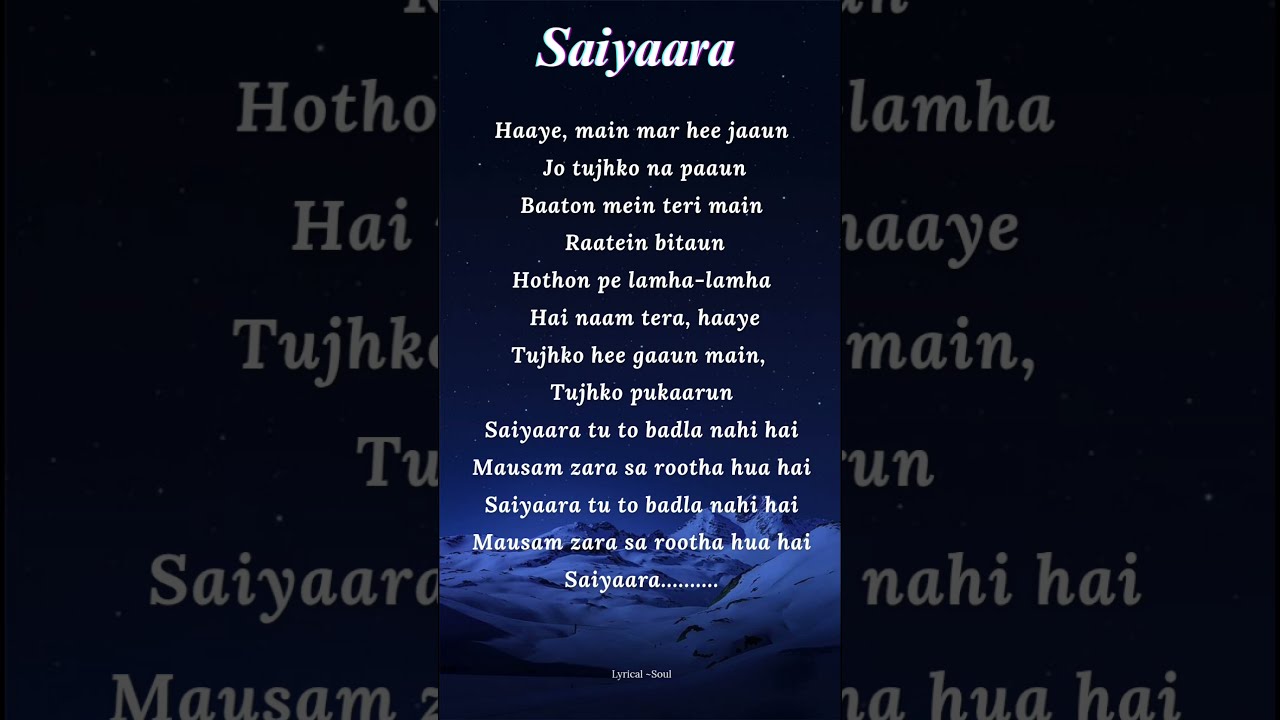 Saiyaara Reprise Female Song Lyrics ~ Shreya Ghoshal #bollywood #shortsfeed #saiyaara #shreyaghoshal