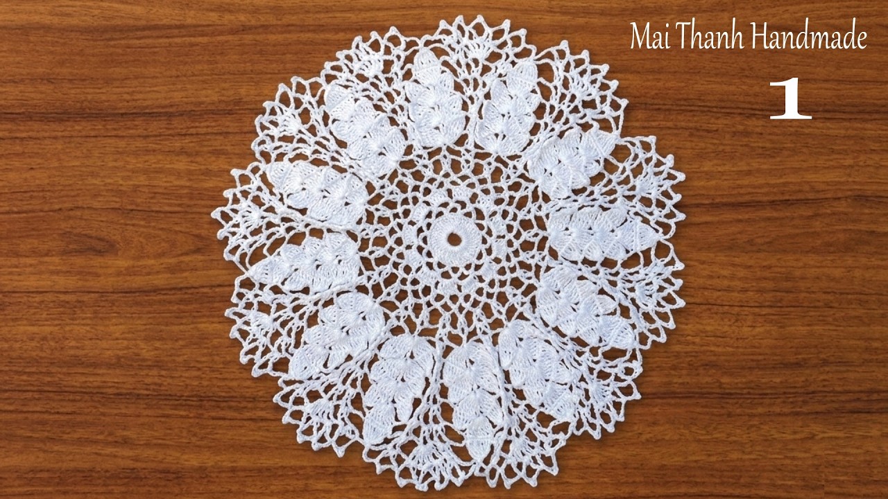 [ENG SUB] Crochet doily tutorial | Cách móc khăn trải bàn hình tròn I Mai Thanh handmade 1/2