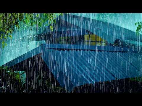 (NO ADS) Fall Asleep Naturally in Minutes | Heavy Rain & Distant Thunder on Old Tin Roof at Night