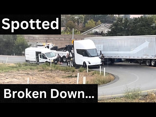 Video: Tesla Electric Semi Truck Broke Down Causing Traffic Detour Blocking On-ramp