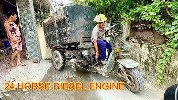 24 horse diesel engine truck | Công nông 1 khối máy 24 chở cát siêu khoẻ | máy xúc múc cát