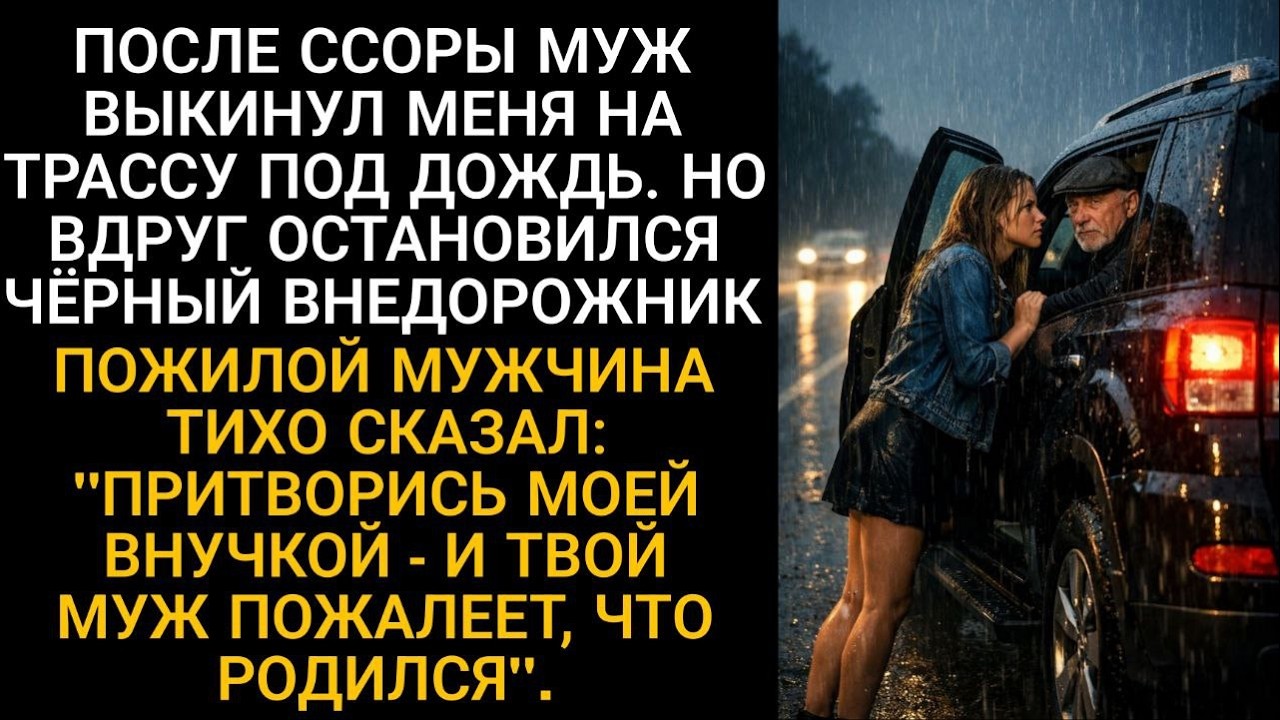 Муж выгнал меня под дождь на трассу. Остановился чёрный внедорожник — и всё изменилось.
