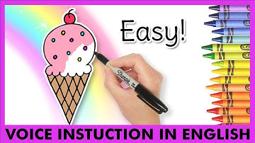 How to Draw an ICE CREAM CONE Easy Drawing Tutorial for Kids | Rainbow Drawing
