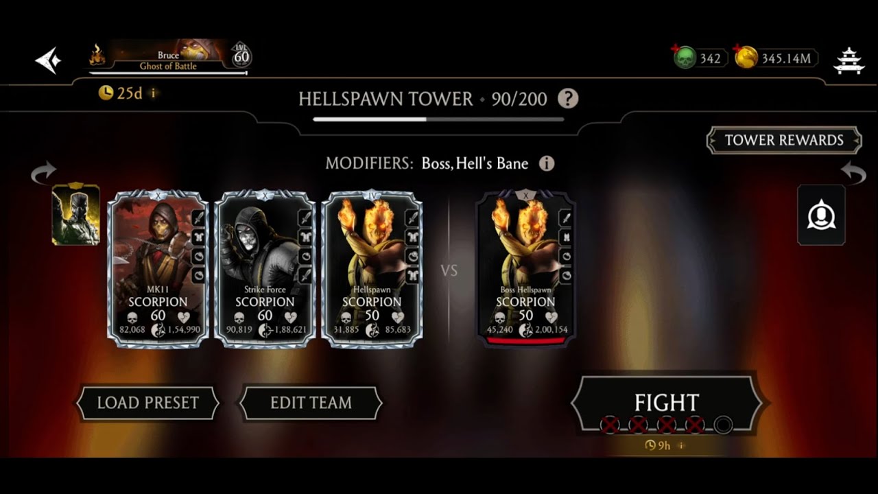Hellspawn Tower Boss Battle 90, 110, 130, 150 Fight + Reward MK Mobile | shivZone