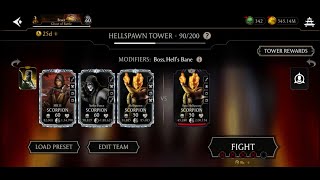 Hellspawn Tower Boss Battle 90, 110, 130, 150 Fight + Reward MK Mobile | shivZone
