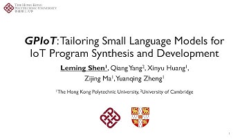 SenSys 2025 -- GPIoT: Tailoring Small Language Models for IoT Program Synthesis and Development