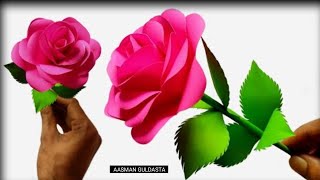 How To Make - Diy - A Paper- Rose- Flower Paper Craft Aasman Guldasta