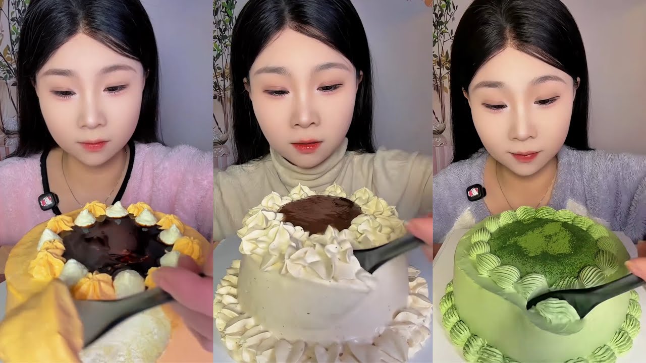 ASMR MUKBANG – MUKBANG SOUND – CHOCOLATE CREAM CAKE & MATCHA CAKE