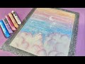 Oil pastel drawing - cotton candy sunset