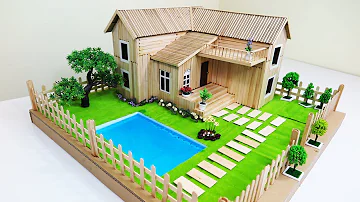 How to Make A Popsicle Stick House With Beautiful Fairy Garden & Swimming Pool - Dream House