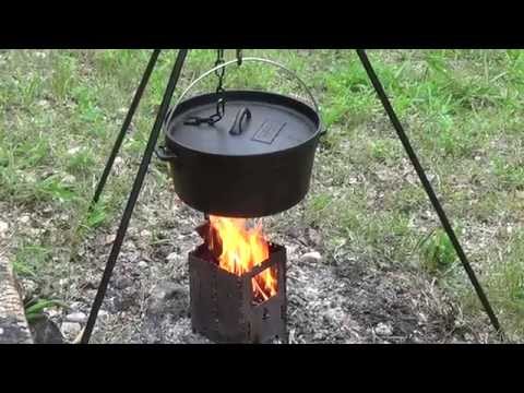 Dutch Oven Beef Stew With Bush Box Stove By The River