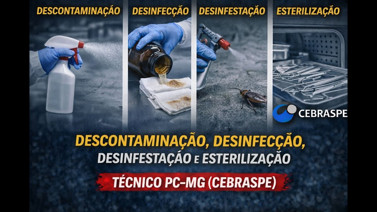 Descontaminação, Desinfecção, Desinfestação e Esterilização | Técnico PC-MG (CEBRASPE)