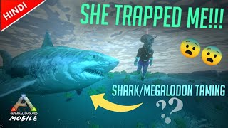 Ark Mobile Sharkmegalodon Taming With Trap Or Trapped Underwater Exploring