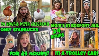 Best Of 24 Hour Challenges! 24 Hours In Boxfort Jail  With No Baby Yoda, 24 Hours In A Trolley