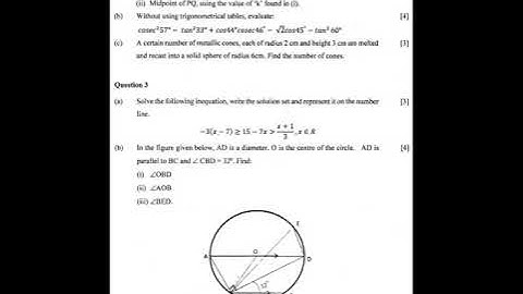ICSE 2016 maths board exam paper